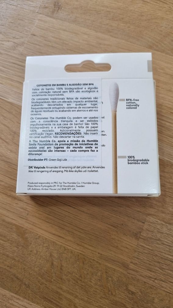 Cotonetes em bambu e algodão sem BPA