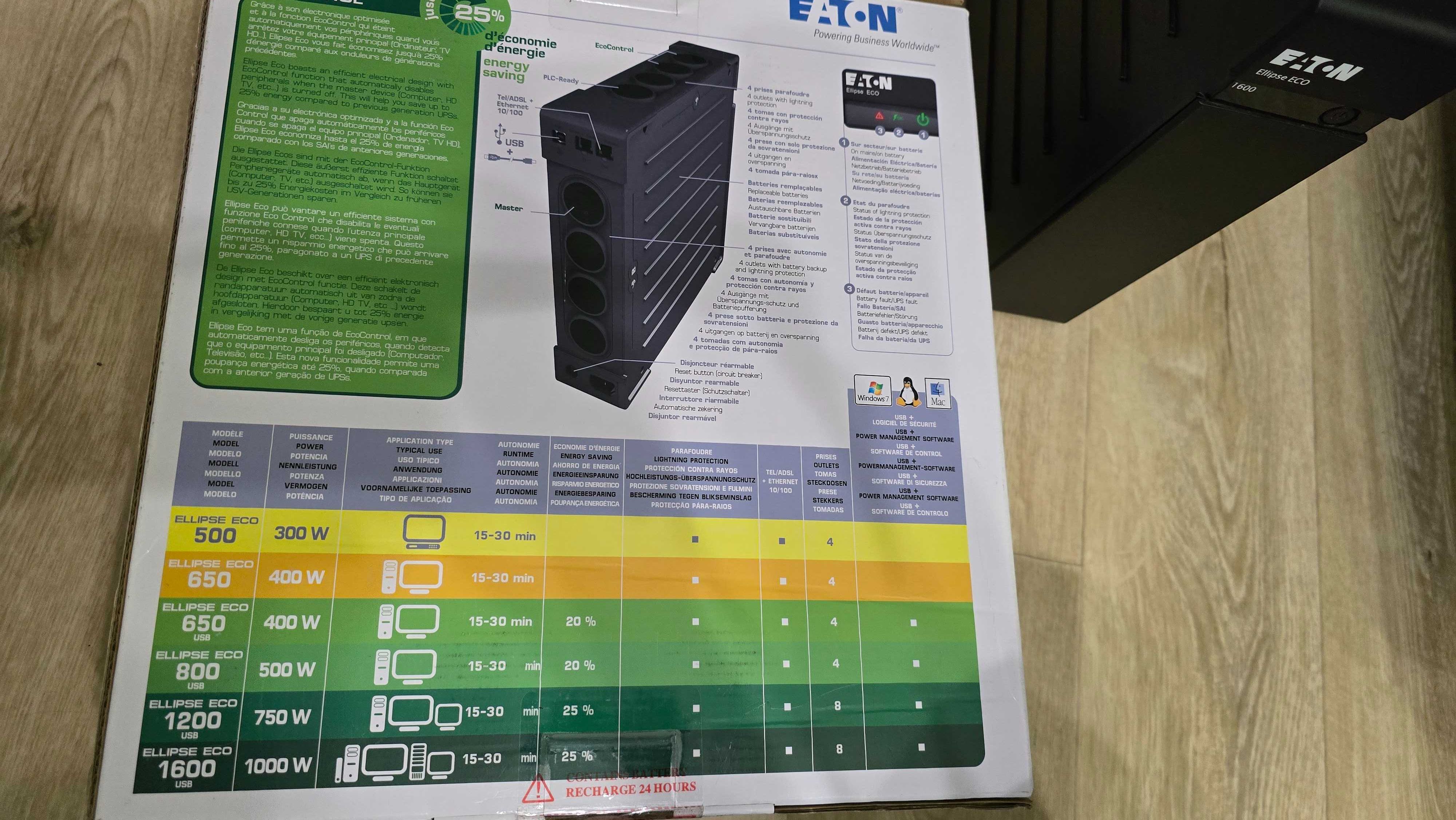 Джерело безперебійного живлення Eaton Ellipse ECO 1600 Упс, дбж