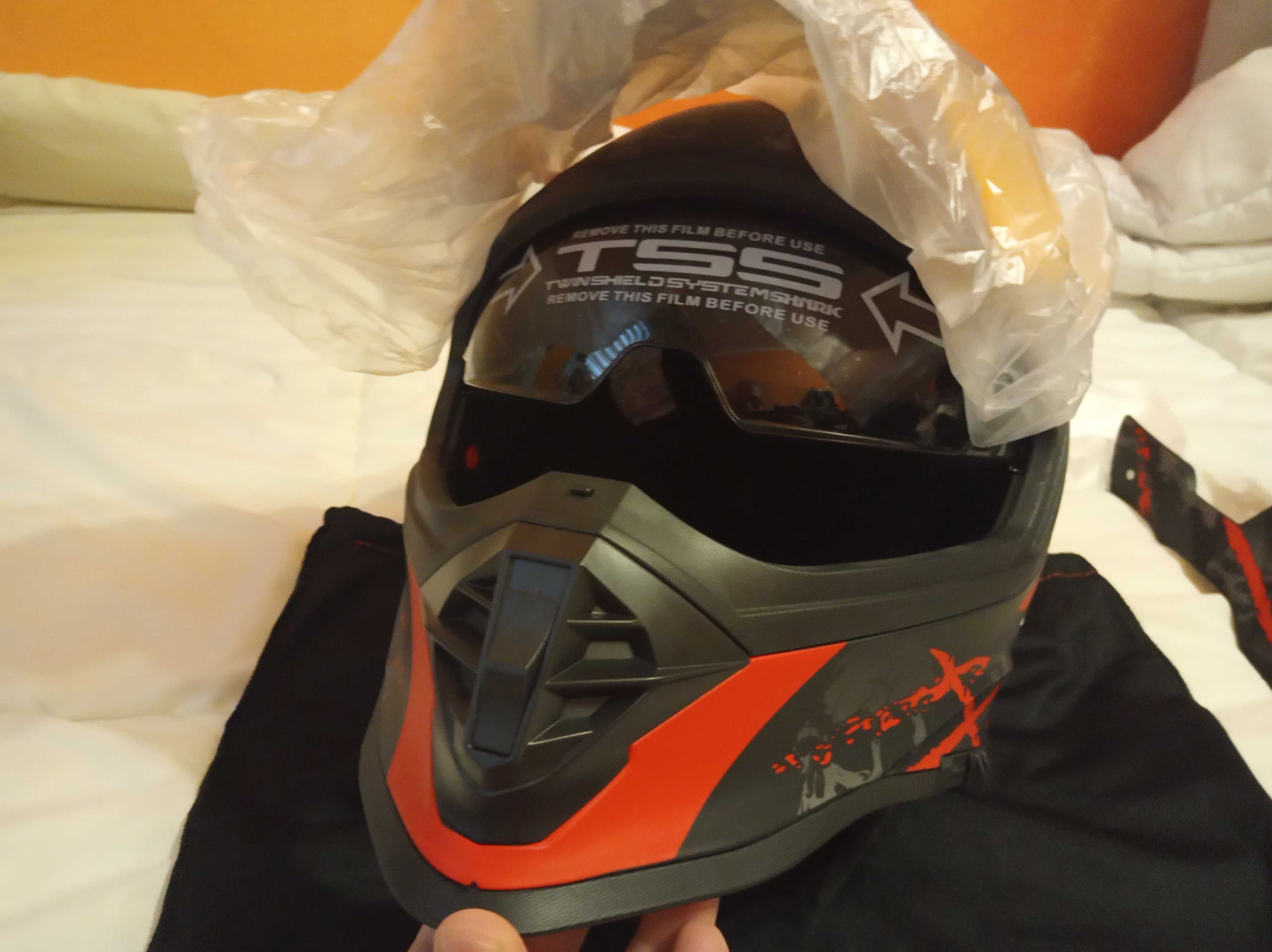 Kask na motor Moto Motocross Quad szyba+okulary