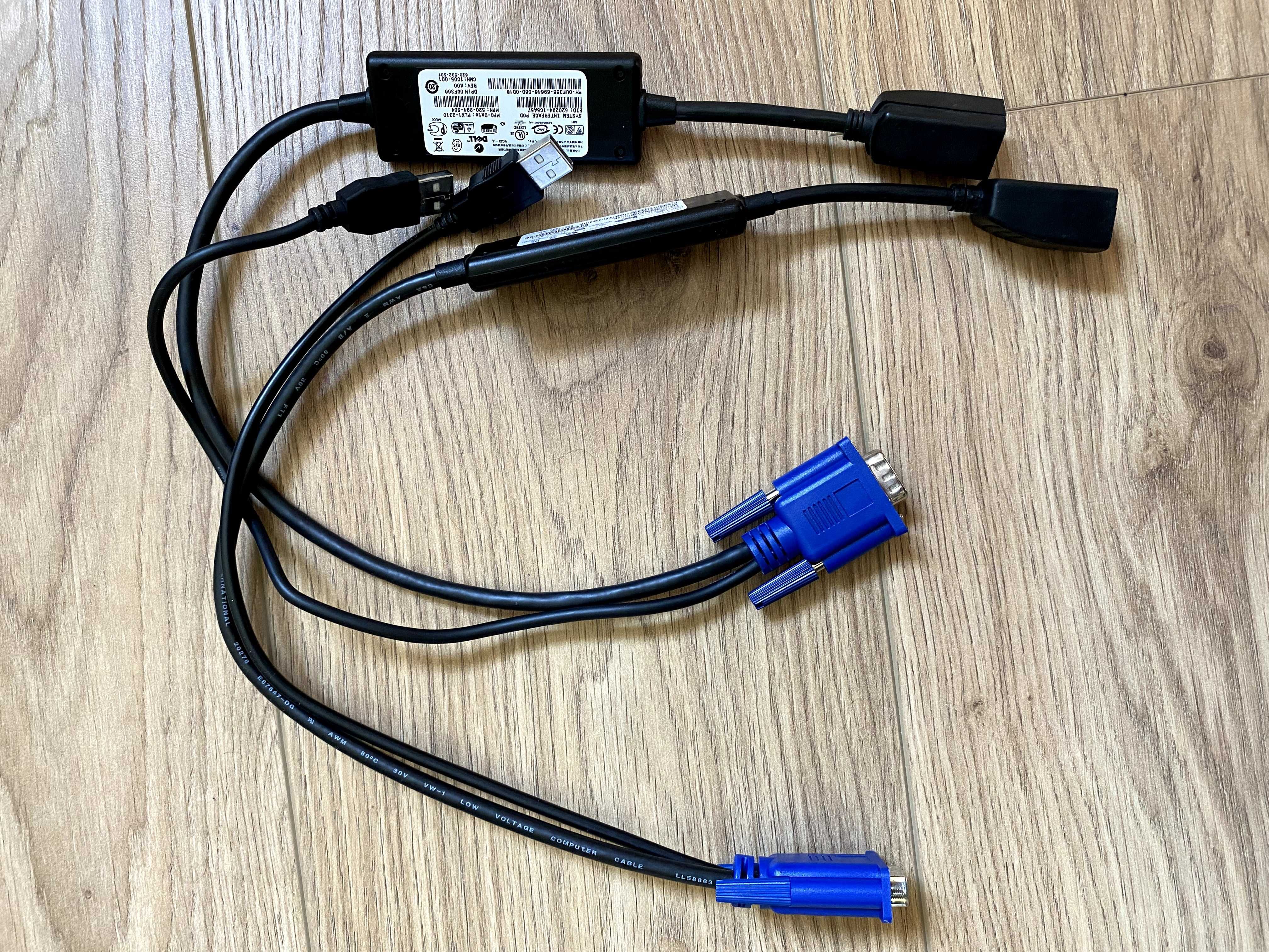 3 sztuki Dell KVM interface pod switch adapter SIP RJ45>VGA+USB 09X2P9