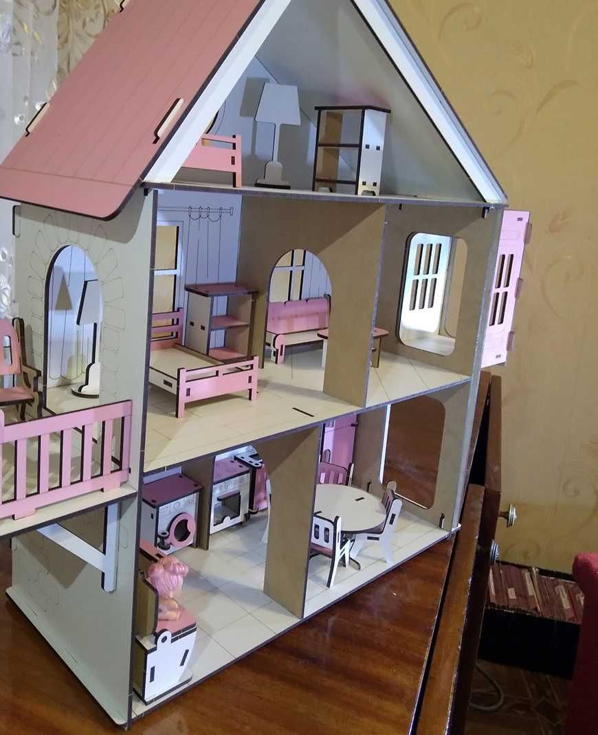 З меблями Будинок для кукол Ляльковий будиночок Лол з ліфтом та балкон