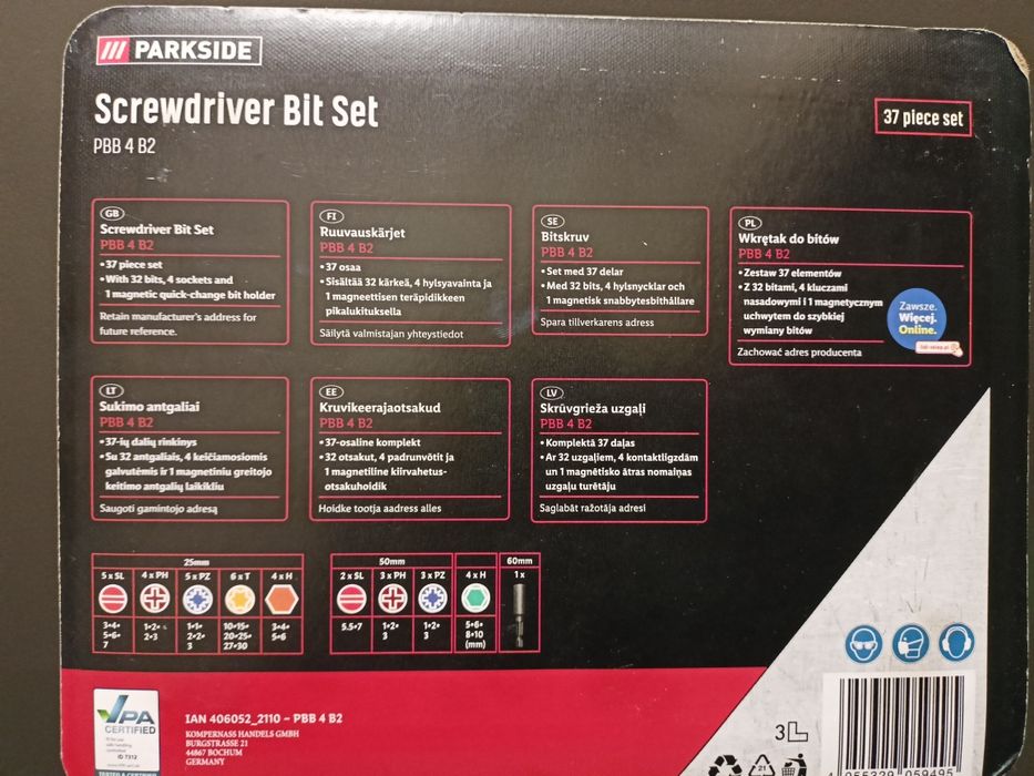 Zestaw bitów parkside 37el bity walizka