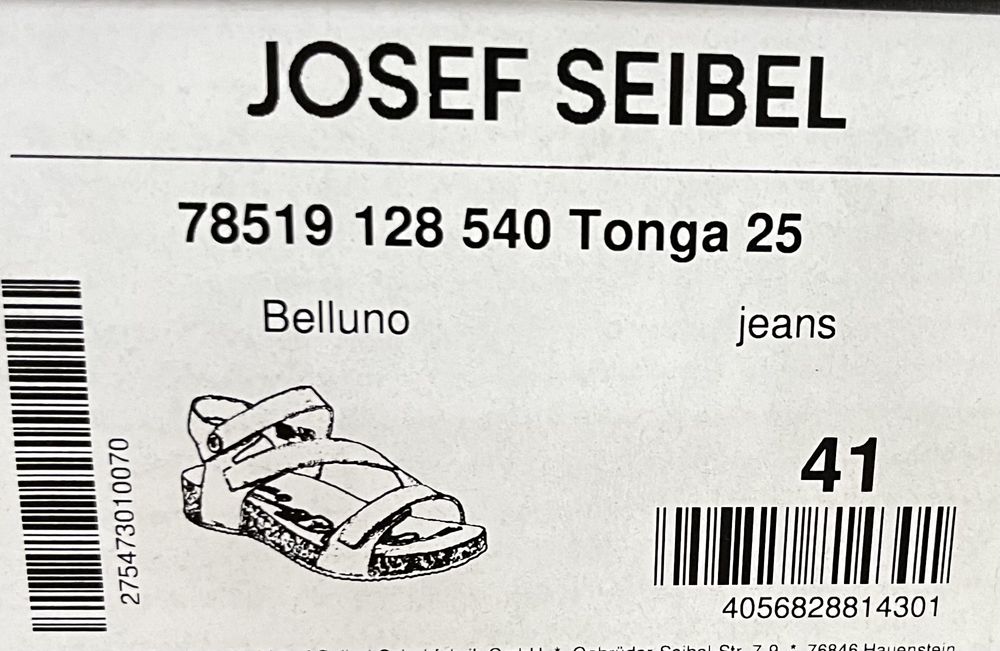 NOWE Josef Seibel Tonga - skórzane sandały 41 - 26 cm niebieski