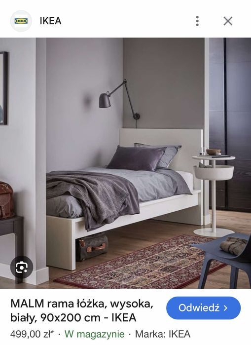 Rama łóżka Ikea 90/200 ze stelażem