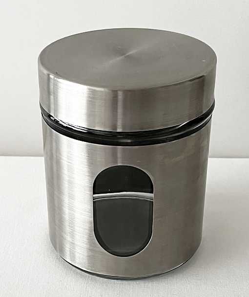 Pojemnik szklany na przyprawy, kawę lub inne.