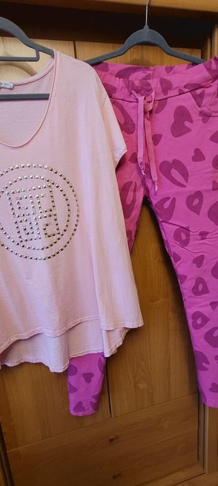 Promocja /Zestaw różowy spodnie +  bluzka  made in italia