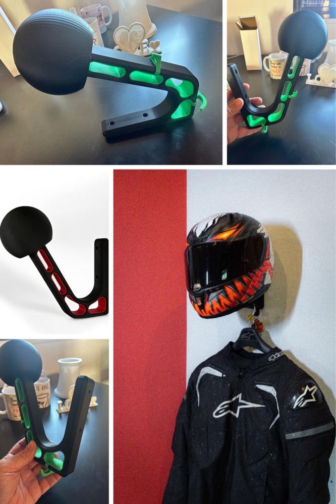 Suporte de parede para capacete, chave e casaco
