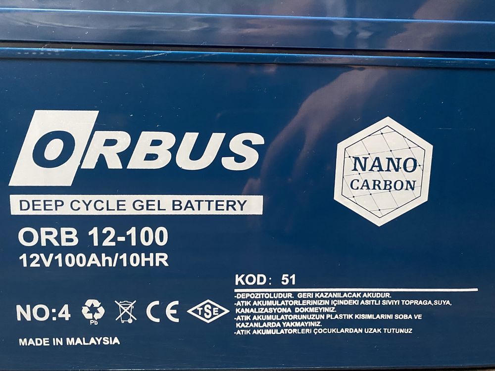 Гелевий акумулятор батарея Orbus Gel 100 Ah для ББЖ