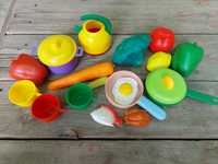 Набор детской игрушечной посудки с едой