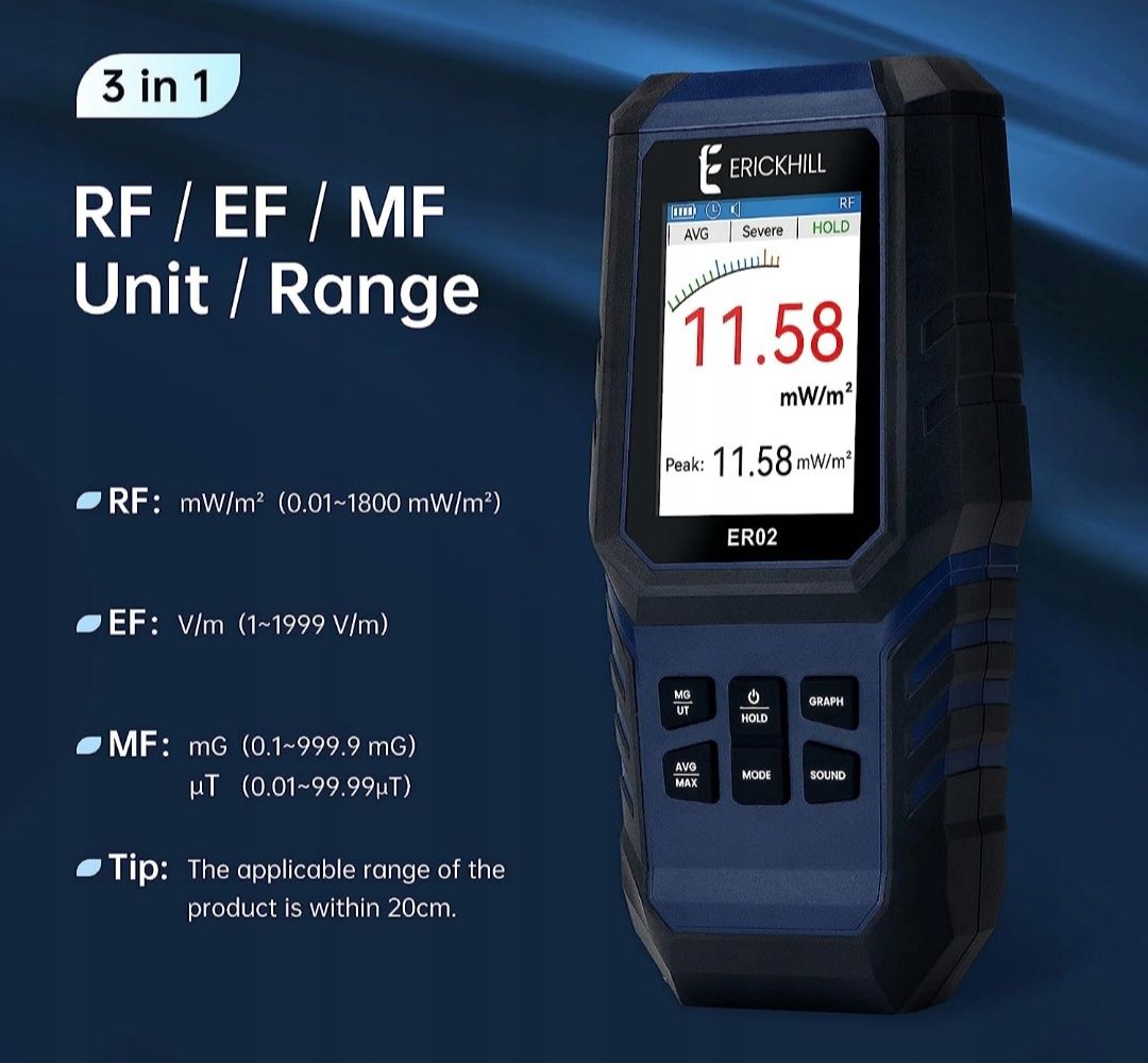 Miernik EMF ER-02, kontrola EF/MF/RF