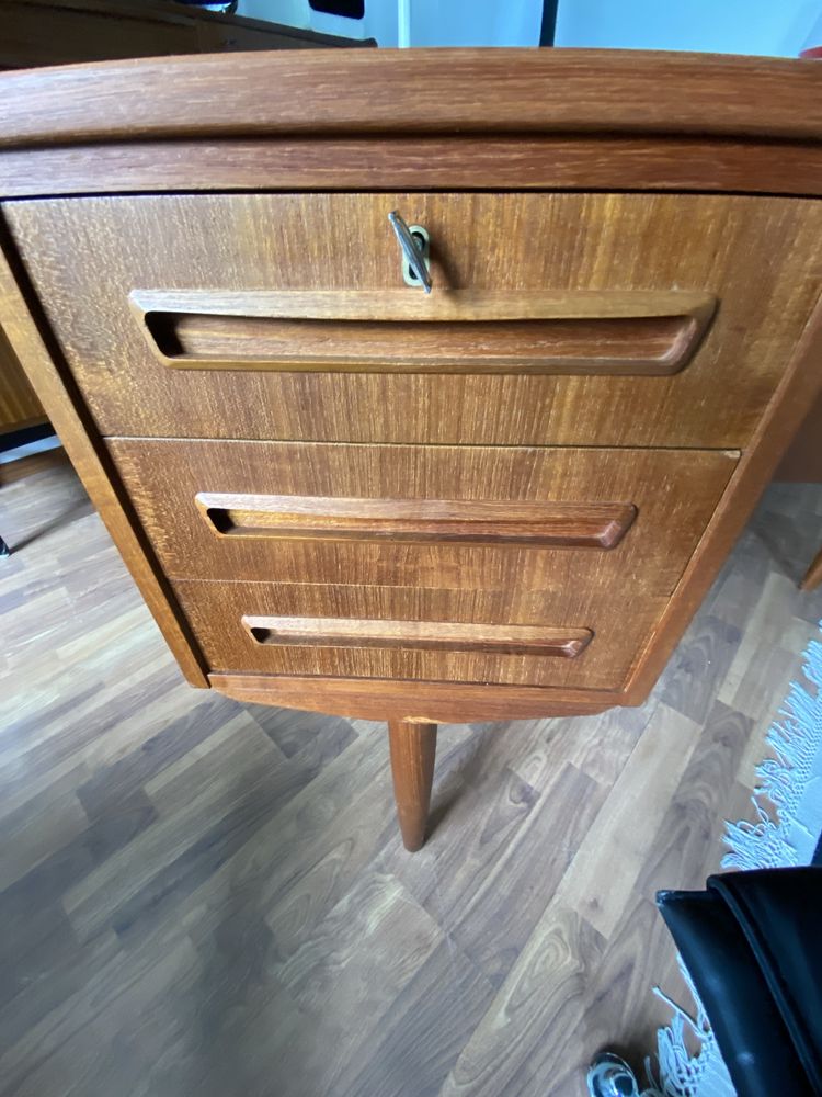 Duńskie tekowe biurko dwustronne mid century modern