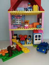 Klocki lego duplo domek dla lalek, dom, figurki, ludziki, kot, auto