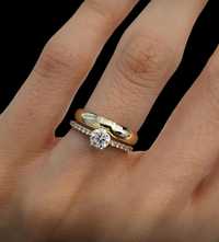 Tradycyjna złota OBRĄCZKA ślubna + przepiękny pierścionek