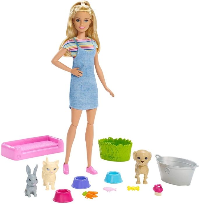 Кукла Барби Купай и играй с животными Barbie Play N Wash Pets