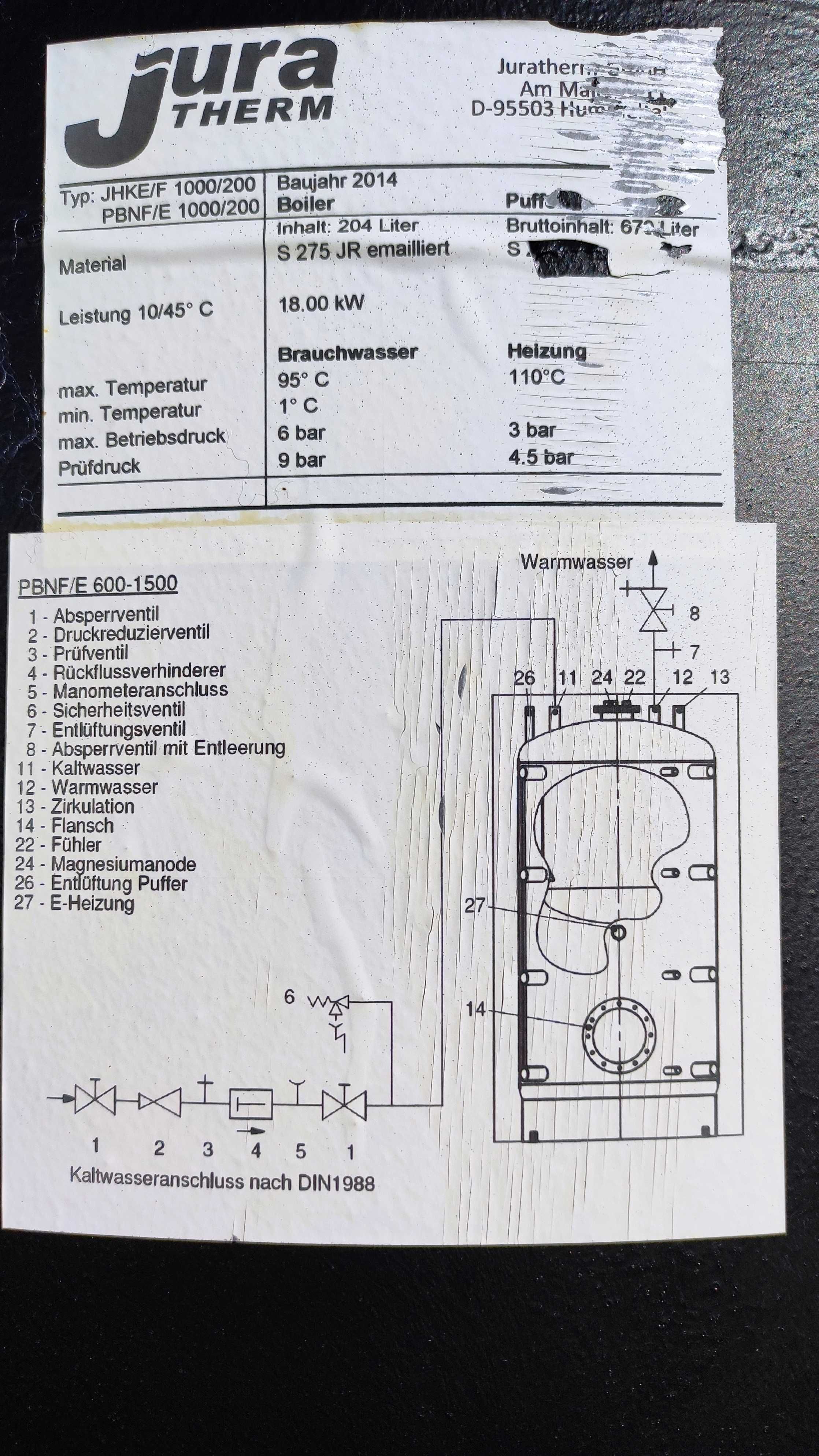 Bufor bojler kombinowany 600 / 100 L JURATHERM