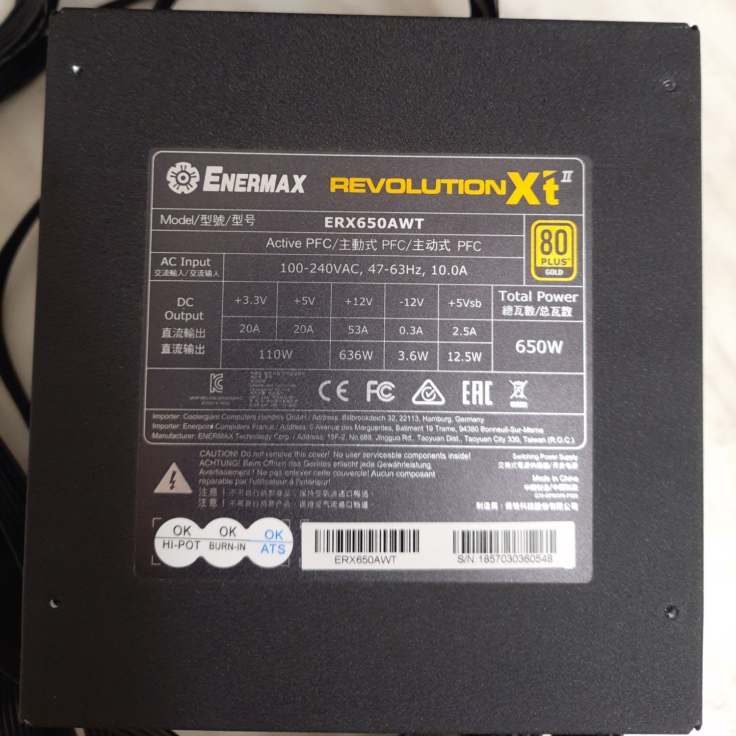 Блок живлення Enermax Revolution Xt II 650 W 80 Plus Gold