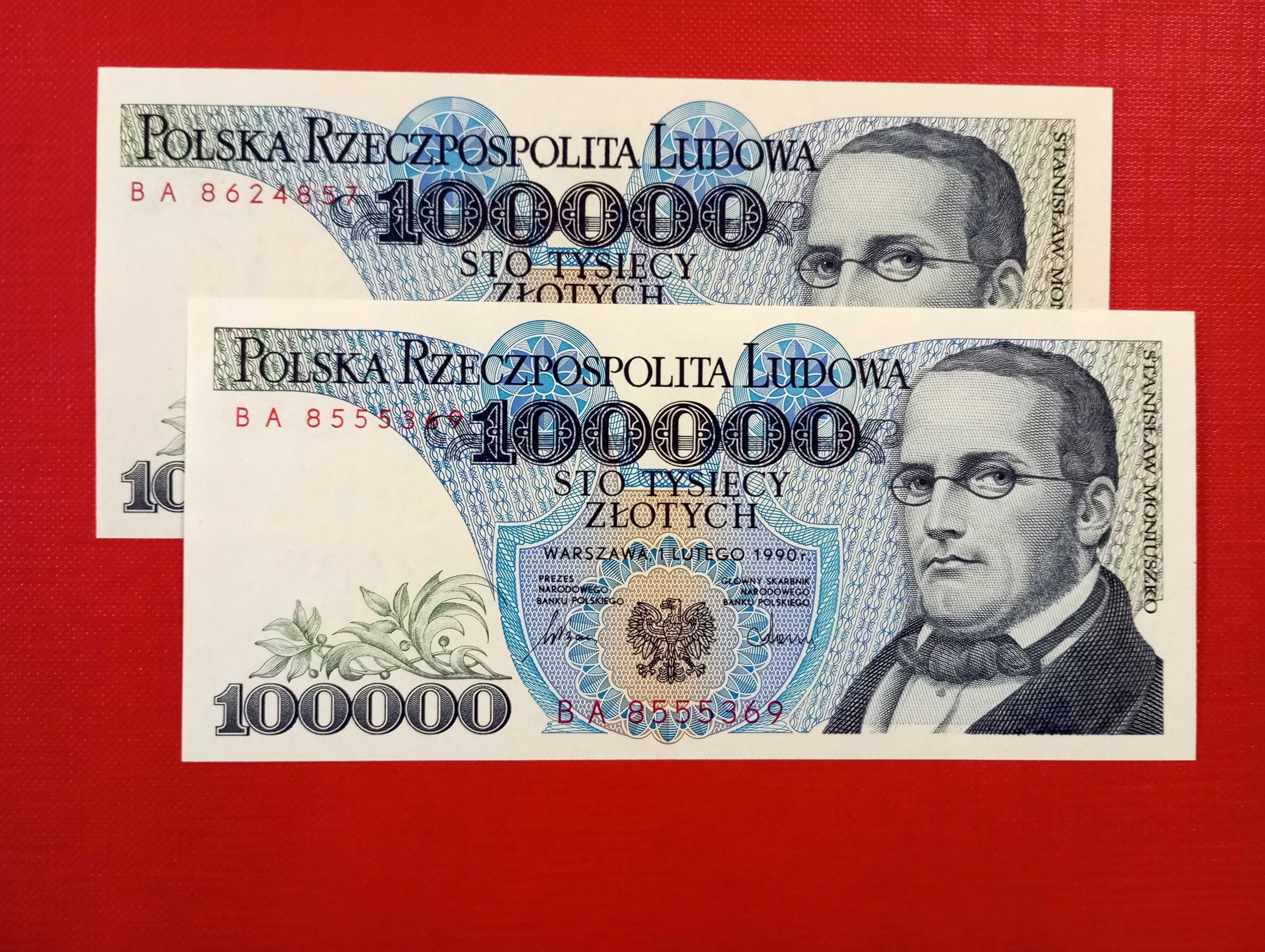 100000 zł 1990   - BA  -    st. 1  UNC