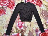 Czarny crop top z dodatkiem brokatu h&m xs 34