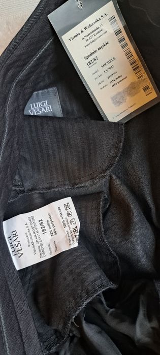 Spodnie męskie szare Luigi Vesari Wólczanka Nowe 182/82 w kant
