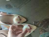 Sapatos em nobuk rosa e pedras