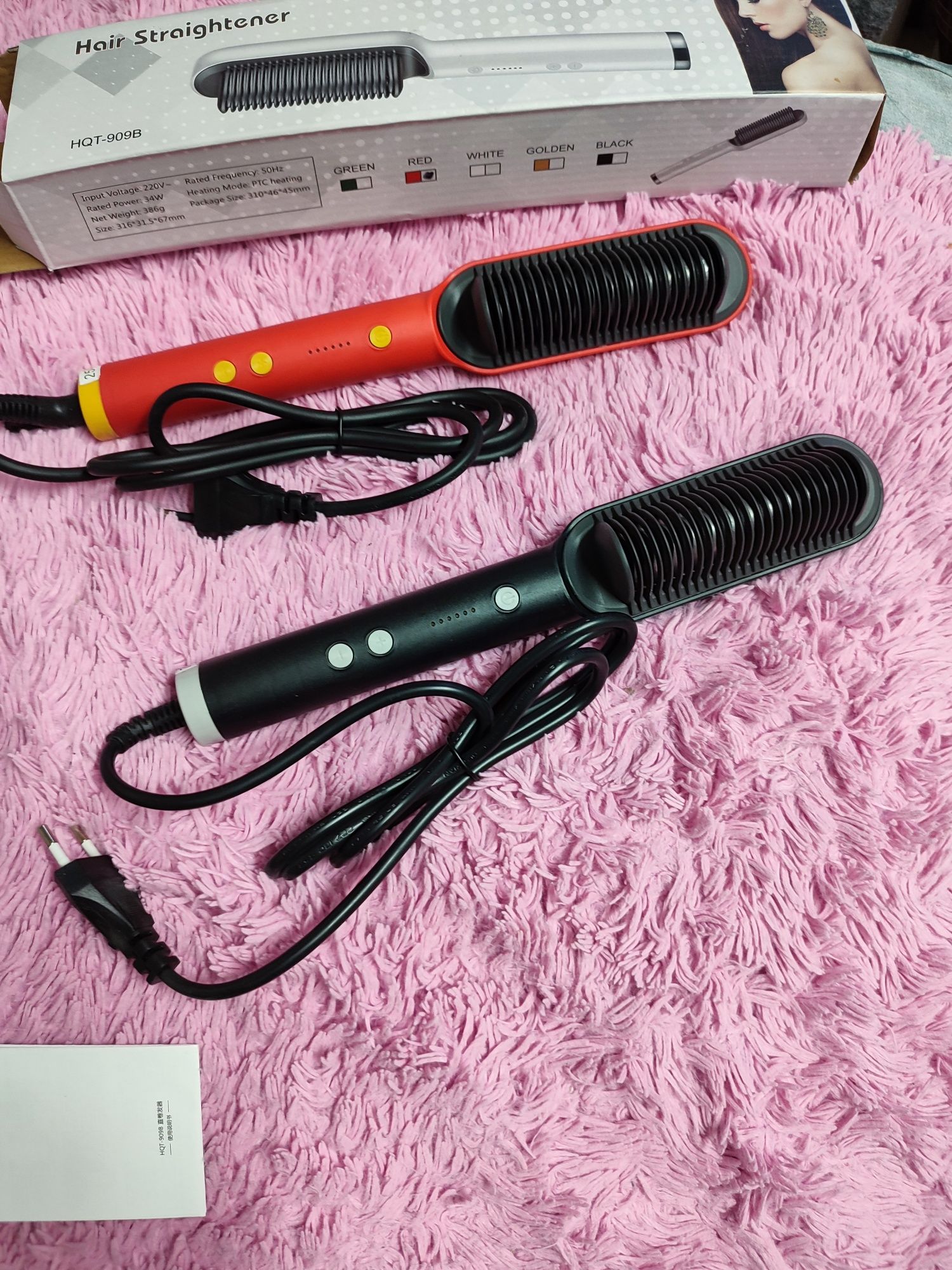 Расческа выпрямитель волос Hair Straightener HQT-909B Черный, красний