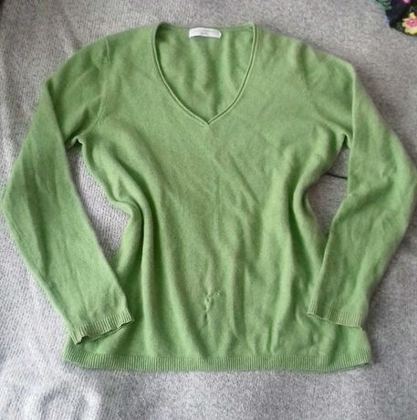 100% kaszmir zielony sweter L John Lewis