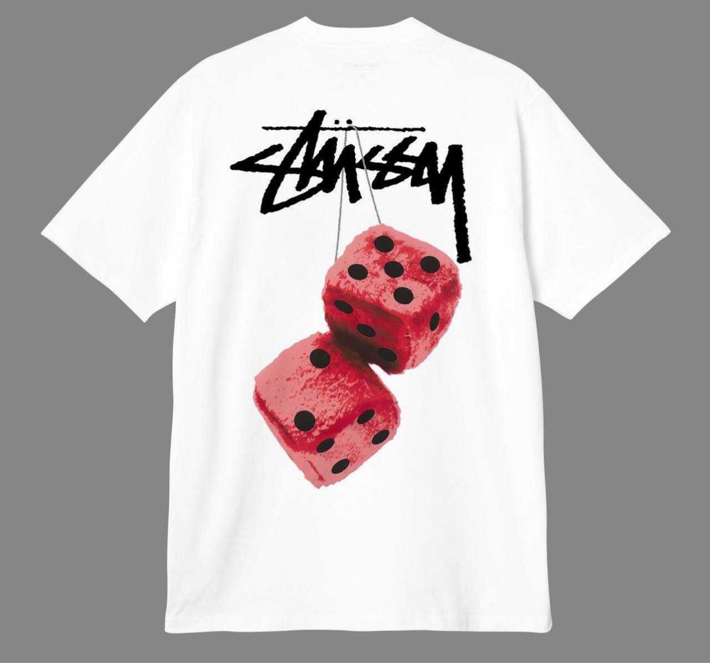 Мужская Футболка Stussy Унисекс с красными кубиками Стусси Dice