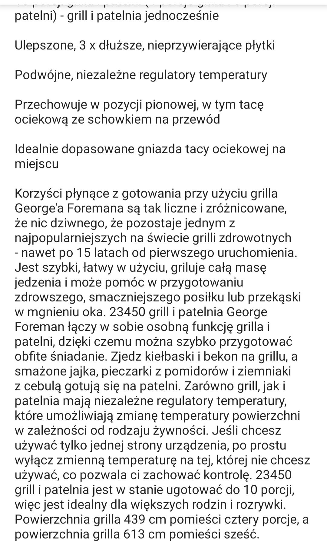 Grill elektryczny Duży George Foreman panini low fat