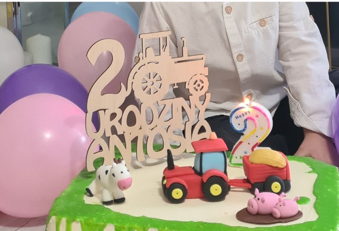 Topper na tort, 2 urodziny Antoś Antek traktor