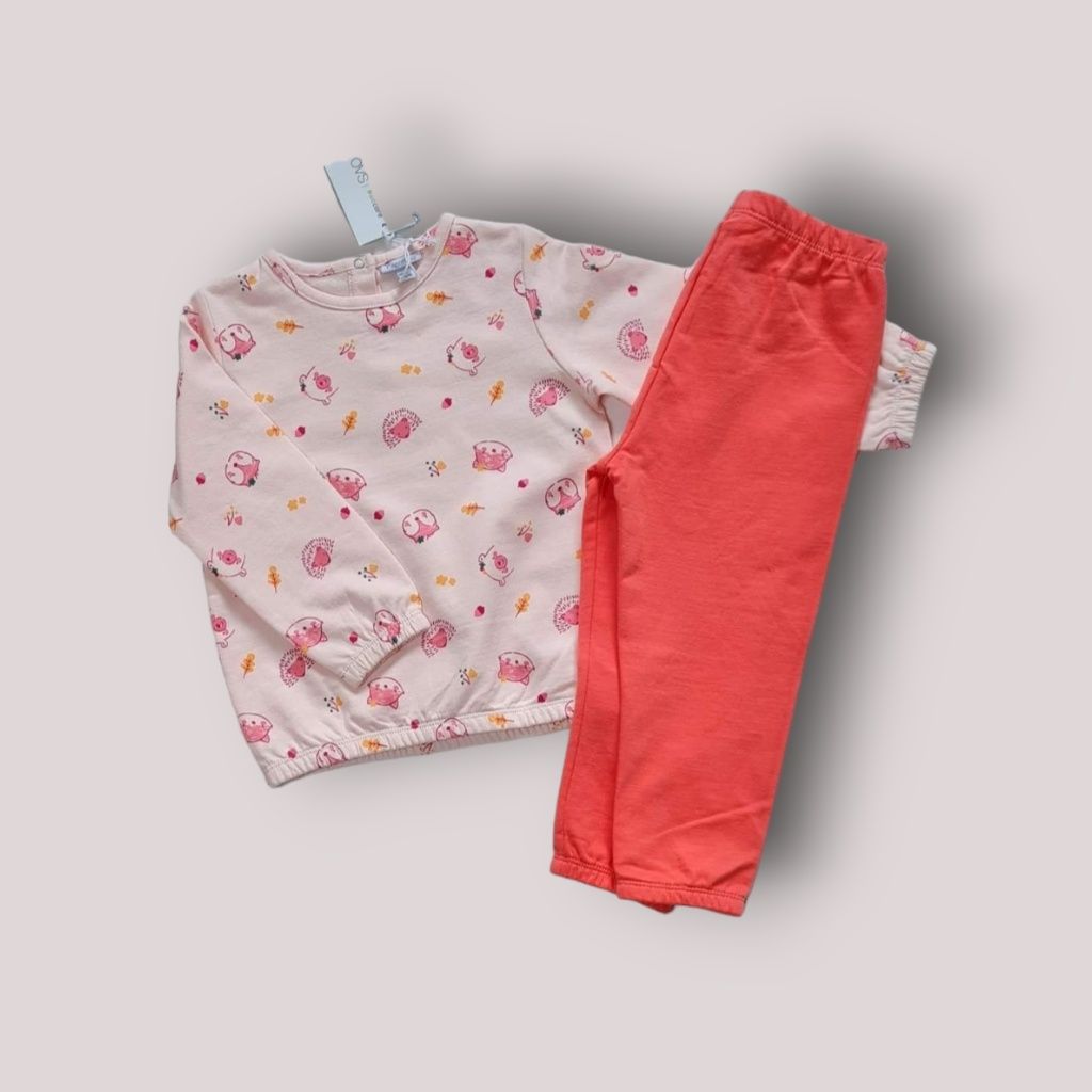 Lekki komplet dres spodnie bluza 86cm róż OVS las 1,5-2lata