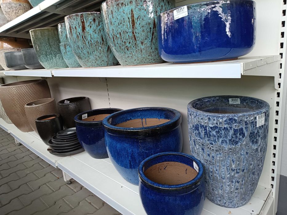 Donice Ceramiczne do Ogrodu Doniczki Szkliwione Tarasowe różne wzory