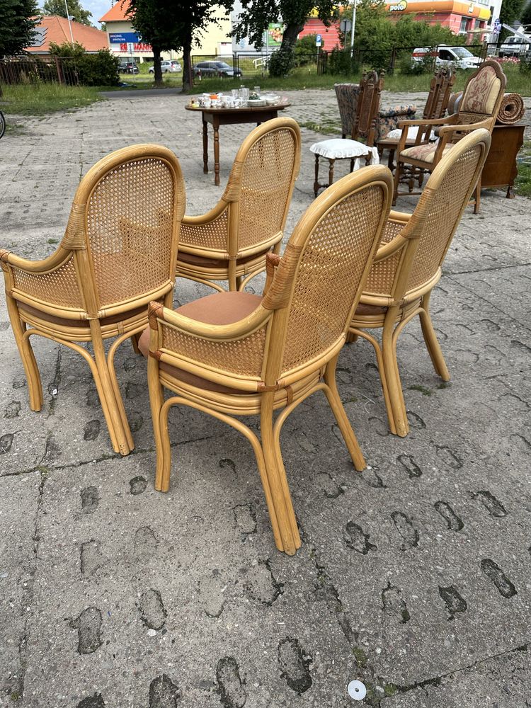 4x Rattan /Webbing dining chairs 80s in beautiful condition