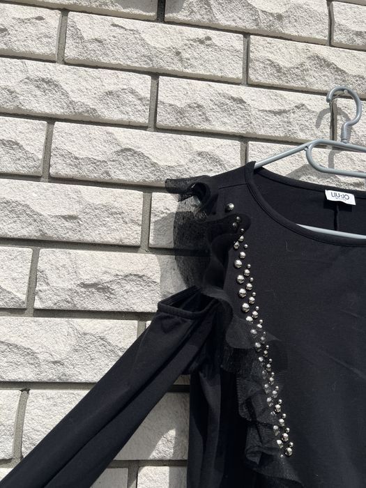 Czarna sukienka z długim rękawem i wycięciami,  Liu•Jo Milano rozm. M