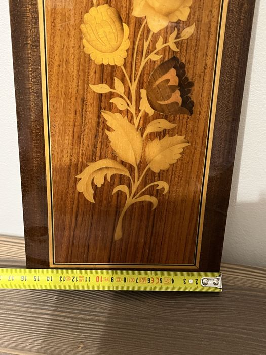 Obrazek zawieszka rękodzieło drewno intersjonowane vintage