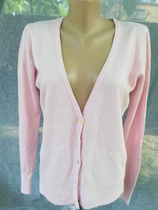 27. Różowy rozpinany damski sweter firmy TU w rozmiarze L