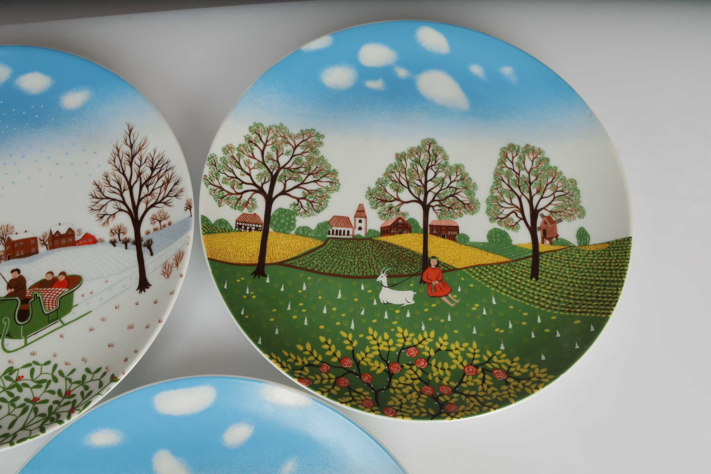 Zestaw trzech talerzy ozdobnych Furstenberg Porcelana 25cm pory roku