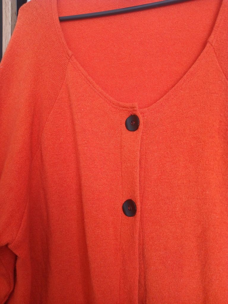 Długi kardigan wełniany zapinany ciepły narzuta sweter plus size 2xl