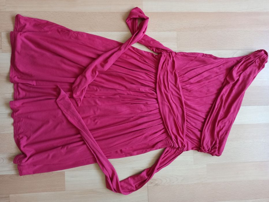 Sukienka letnia na jedno ramię Malinowa uniw.