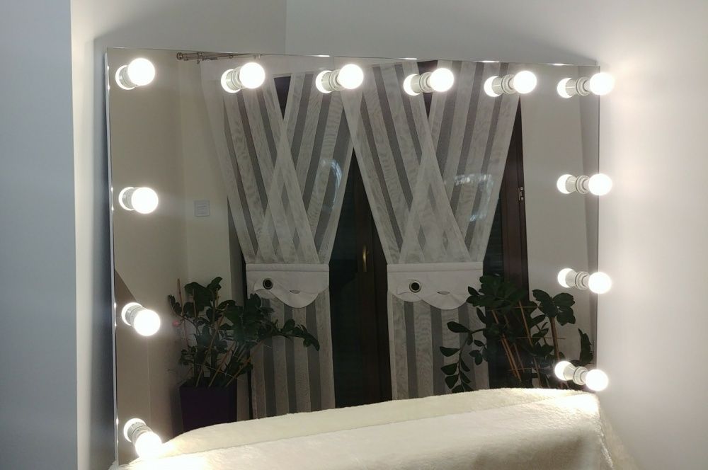 Lustro glamour 120x80 make up do makijazu wizazu led z żarowkami