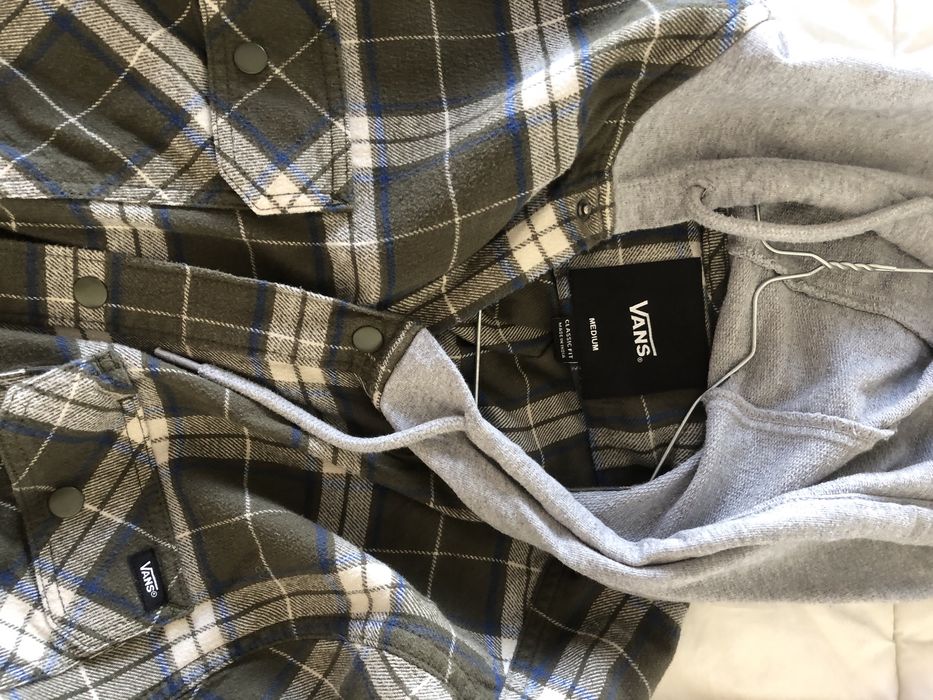 Sweat Vans xadrex verde seco com capuz medium