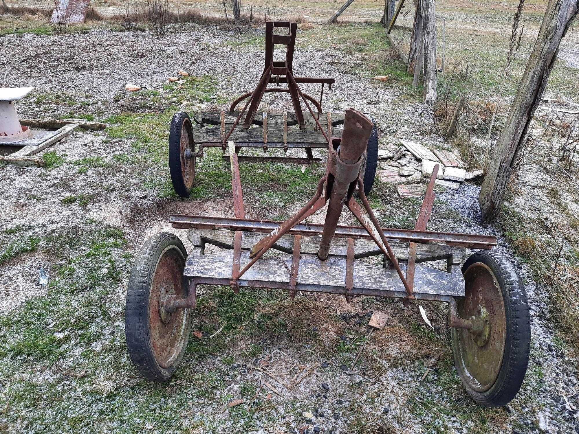 Wóz drewniany z zaczepem do ciągnika osie jezdna przyczepa