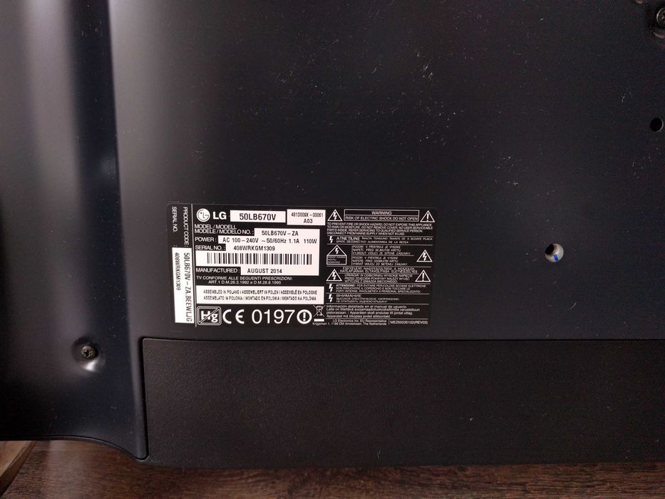 Telewizor LG uszkodzony