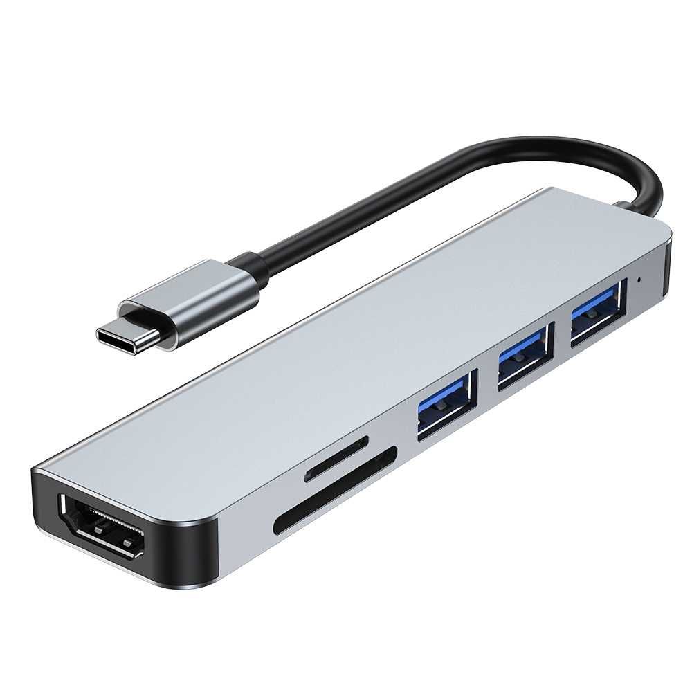 Rozgałęziacz HUB USB-C 6w1 3xUSB HDMI SD TYP-C adapter przejściówka