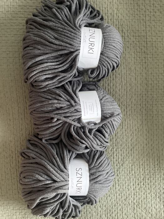 3 motki sznurkow bawelninych 5mm 100m szare /antracyt