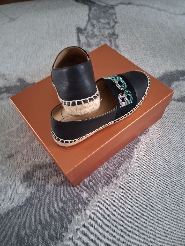 Espadryle Baldinini oryginalne 37 czarne skórzane