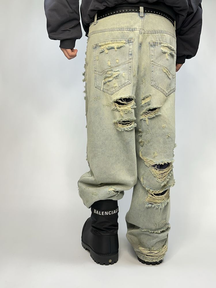 Рваные джинсы голубые distressed custom archive opium кастом штани M L