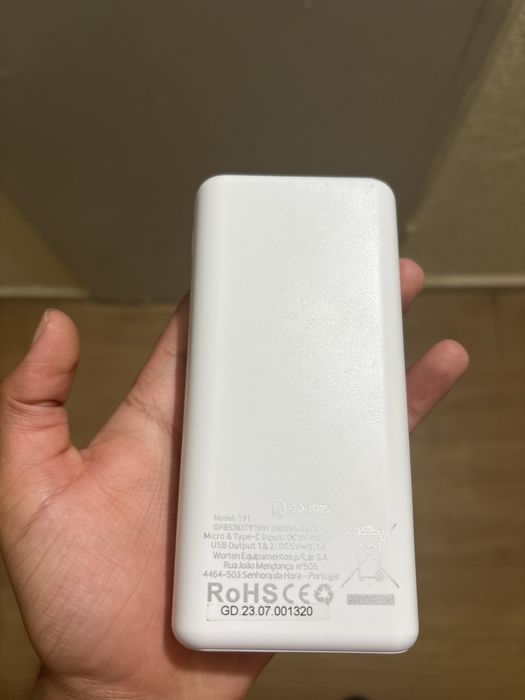 Powerbank GOODIS (20.000 mAh - Micro USB + USB-C - Branco)
