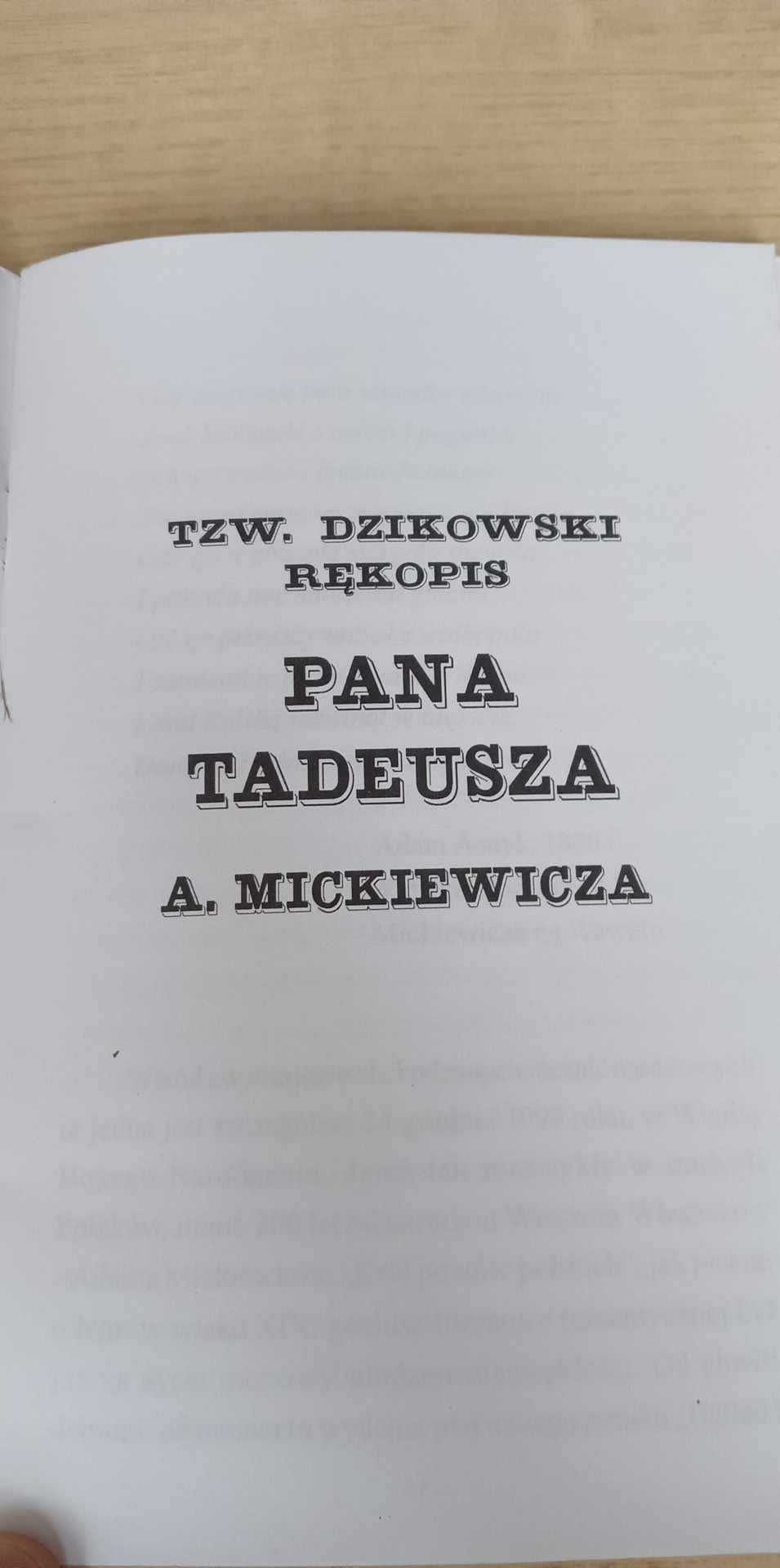 Tzw. Dzikowski rękopis Pana Tadeusza A. Mickiewicza