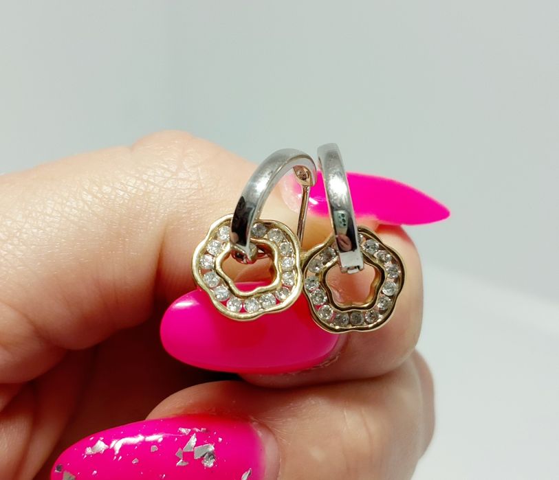 Золотые серьги с бриллиантами 585 проба