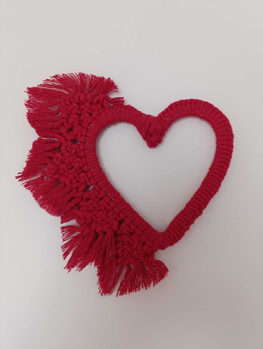 Czerwone serce Walentynki dzień mamy kobiet makrama obręcz prezent